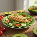 salada deliciosa com frango temperado