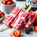 Picolé de Frutas Vermelhas Turbinado com Whey Protein