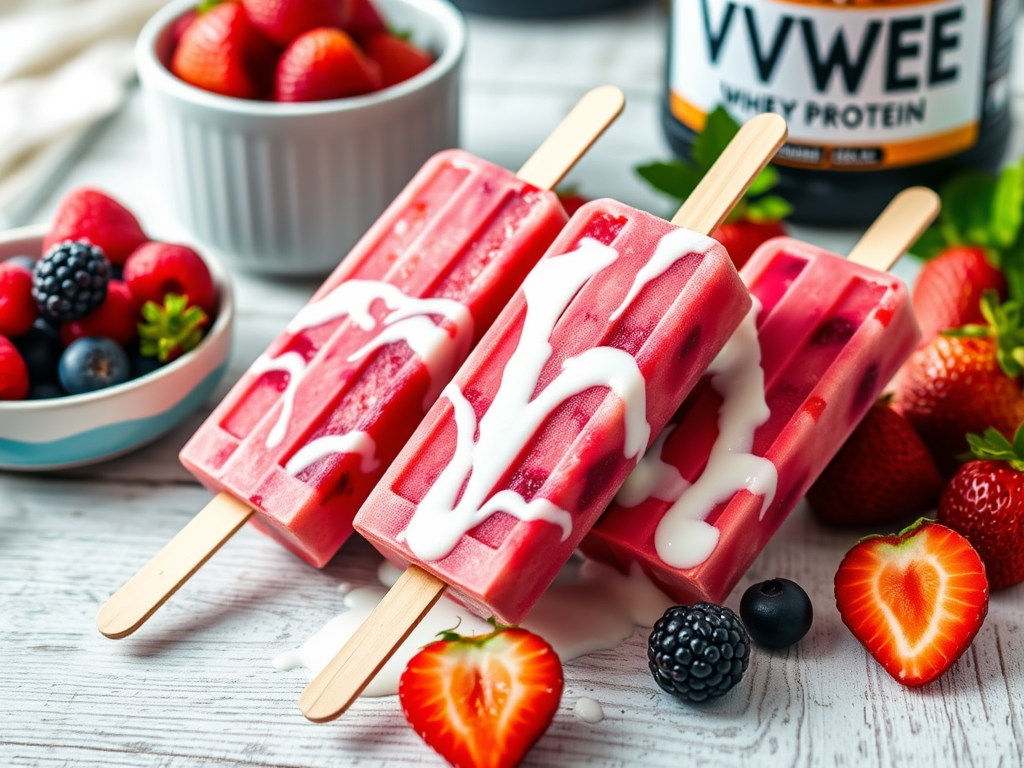 Picolé de Frutas Vermelhas Turbinado com Whey Protein